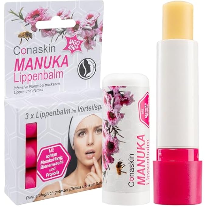 rayihni MANUKA LIP CARE (MGO400) INTENSIVE CARE FOR DRYNESS & INFECTIONS (E.G. HERPES) 4.6 G NATURAL COSMETICS DAILY USE & REPAIR BEESWAX & PROPOLIS - Image 1